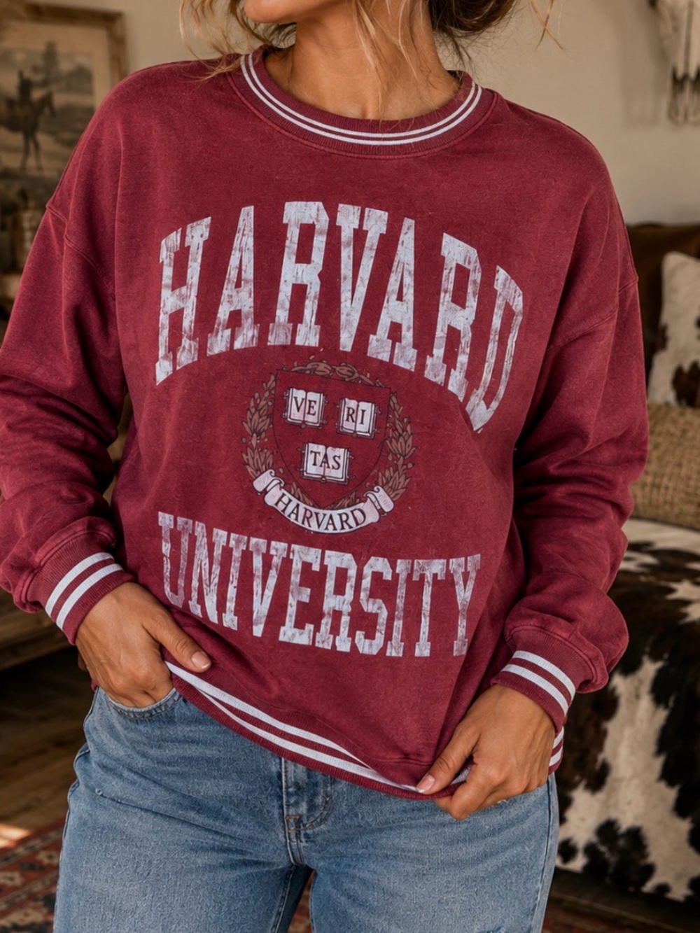 Harvard University Crewneck Sweater Size S Small Red from Harvard Campus Store